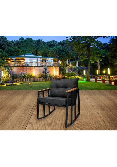 Balkon-bahçe-kafe Çay Seti Koltuk Oturma Takımı,oturma Grubu Çaysetleri Sallanan Koltuk Siyah