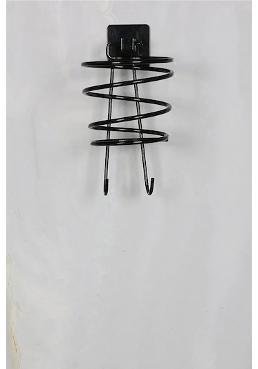 Alper Banyo Jasmin Kare Siyah Yapışkanlı Fön Makinesi Askısı Siyah