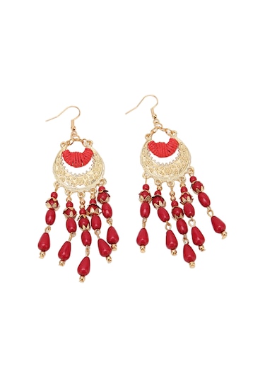 Tenfowee Kadınlar İçin Kırmızı Retro Stil Alüminyum Tassel Küpe, Hafif Ve Konforlu, Hediye Kutulu 2 Adet, Boho Vintage Dekoratif Kulaklıklar Diğer