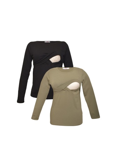 Luvmabelly Myra2701 2707 Emzirme Tshirt Seti-siyah