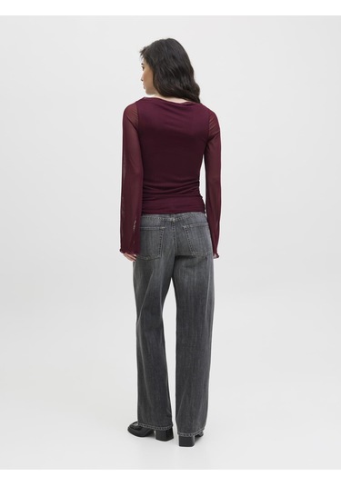 Kadin Kayik Yaka Tisört - Minna - 12280223 Cabernet