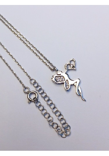 Keskin Gümüş Gümüş Zirkon Taşlı Kalpli Su Perisi Trend Kadın Kolye