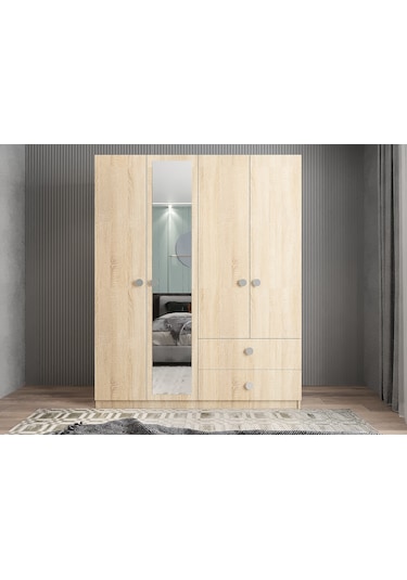 Point 4 Kapaklı Gardırop Dolap Meşe