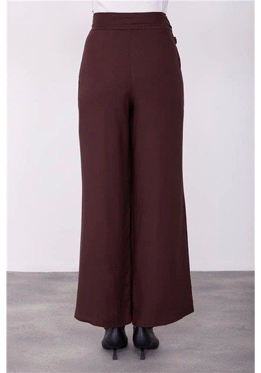 Armine Yandan Bağlama Detaylı Pantolon 23k2425 Bitter Kahverengi