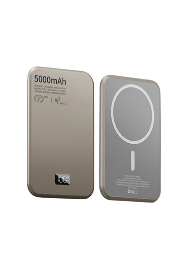 T57 Alüminyum Alaşımlı Ultra-ince Dijital Ekran 5000mah Manyetik Telefon Kablosuz Şarj Cihazı Güç Bankası Altın Gold Altın Gold
