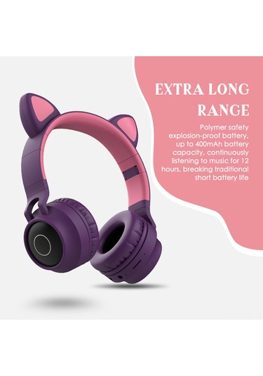 Singree "kablosuz Kulaklık: 7 Renkli Işık Efektli Kedi Kulaklı Bluetooth 5.3, Tf Kart Ve Fm Modu İle Müzik Keyfi"