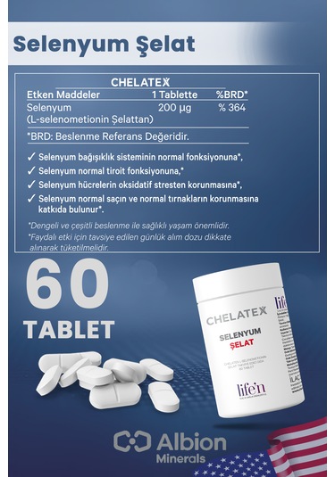 Chelatex Selenyum İçeren Şelat 60 Bitkisel Tablet