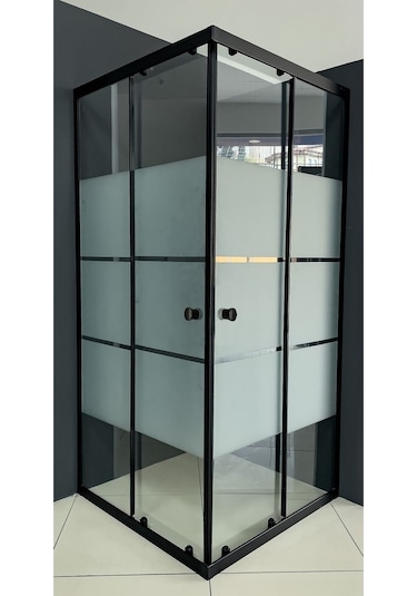 Durul Duşakabin Kare Siyah Kumlama Box Desen Siyah