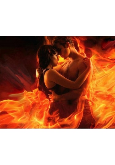 Elmas Nakış Aşıklar Alevler Tam Matkap Elmas Boyama Çapraz Dikiş Yuvarlak Matkap Resim