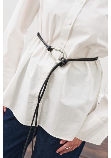 Geniş Tokalı Kordon Kemer Siyah Siyah