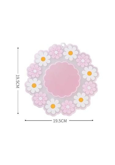 Novahub Pembe Silikon Yemek Masası Placemat Coaster Mutfak Aksesuarları Bardak Mat Bar Kupa Çiçekler İçecek Pedleri 19.5cm 19.5cm Pembe Pembe