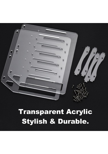 Novahub Akrilik Sabit Disk Rafı - 6 Katmanlı, 4-10 Yuva, Hızlı Kurulum Soğutmalı, Dıy Dostu