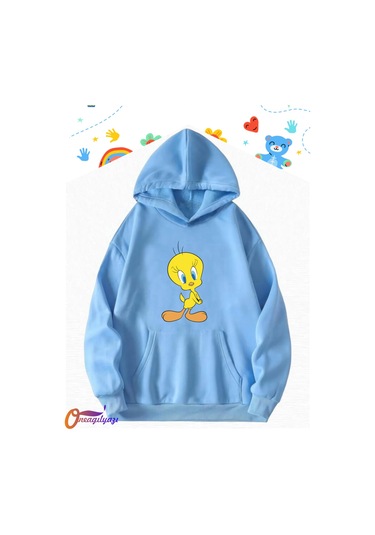 Tweety Çocuk Sweatshirt Hoodie Mavi