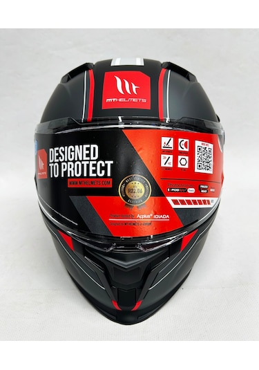 Şefaf Vizörlü + İç Güneş Vizörlü + Mt Braker Sv Charm B5 Kapalı Kask Mat Kırmızı - Siyah