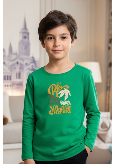 Erkek Çocuk Bisiklet Yaka Baskı Detaylı 3'lü Basic Sweatshirt Çok Renkli