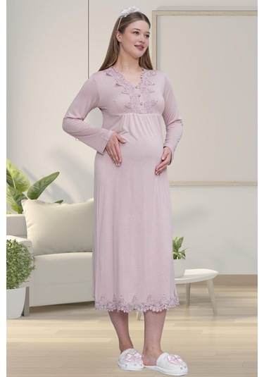 Mecit Pijama Mecit 1512 Gül Kurusu Hamile Lohusa Gecelik