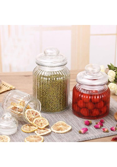 3 Lü Lüks Cam Kavanoz Saklama Kabı