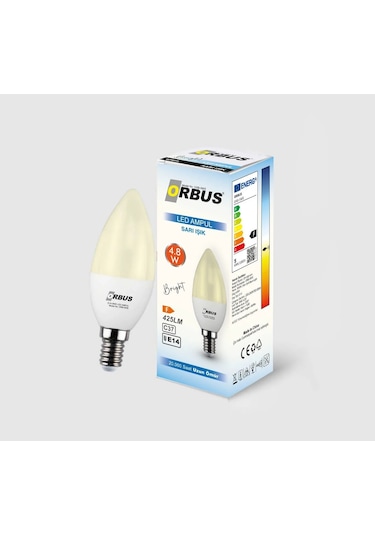 Orbus Bright Led Ampul 4.8w Sarı Işık E14 425lm