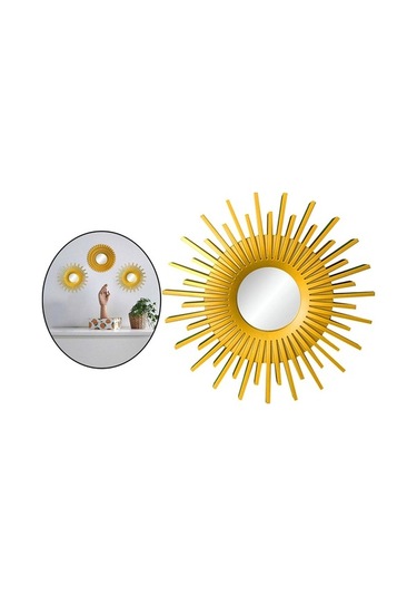 Pazly Yuvarlak Suntek Şifonyer Şekilli Güneş Ev Duvar Dekor Aynaları Ayna Asılı Altın Qq Altın