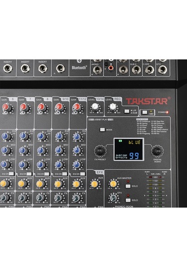 Takstar Em14 18 Kanallı 12 Mikrofon Girişli Efektli Analog Stüdyo Mixer