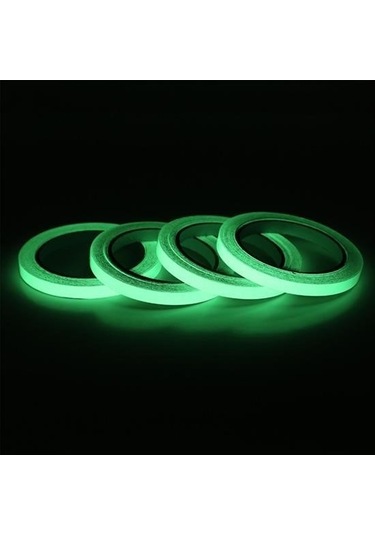 Buffer Karanlıkta Işık Veren Yansıyan 4 Metre Fosforlu Yeşil Şerit Bant Mavi