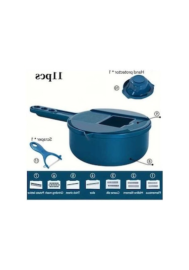 Trendooze Cloud011 Mavi 11 Model Ağır Hizmet Manuel Mutfak Dilimleyici Doğrayıcı Rende Mavi mavi