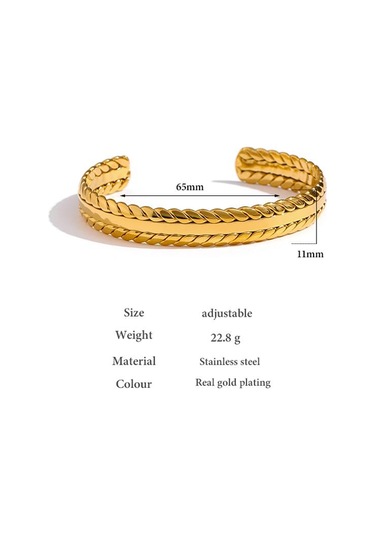 Eetit Paslanmaz Çelik Altın Yapraklı Manşet Bileklik Kadın Bileklik Altın