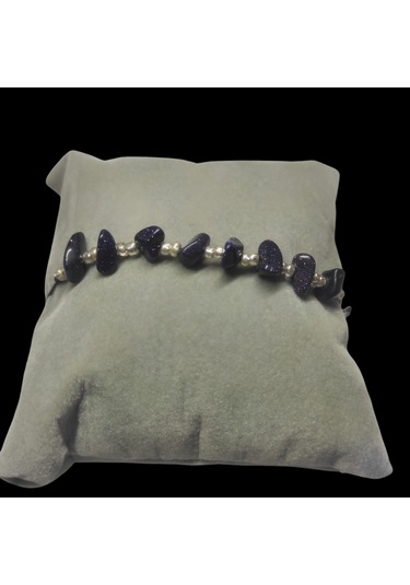 Doğal Taş Bileklik Yıldız Taşı Bileklik Ayarlanabilir İpli Siyah Yaldız Taş Kristalize Kırık Taş Şifalı Bileklik Siyah