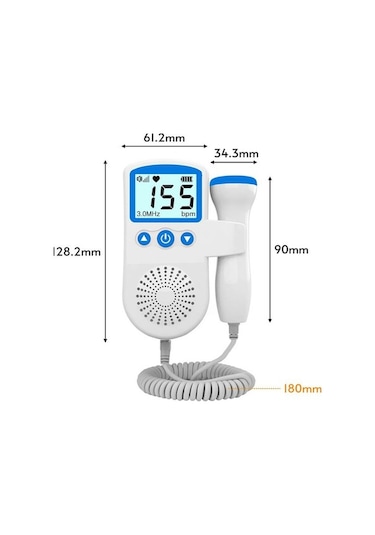 Yunjiwu Gebelik Fetal Doppler Bebek Kalp Atış Monitörü 50-230bpm 3mhz Mavi
