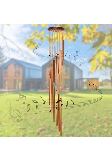 Altın 12 Tüp Rüzgar Çanı Çan Tüpleri Bahçe Ev Dekorasyonu
