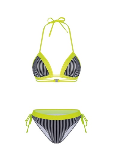 Bonesta Lanao Üçgen Neon Sarı Çizgili Bikini Takımı