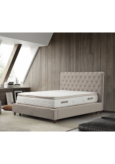 160x200 Deluxe Baza+başlık+yatak Bej