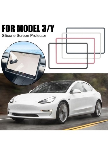 Flybuy Tesla Model3 Ekran Korumu Silikon Çerçeve Siyah, Tampon Kapak