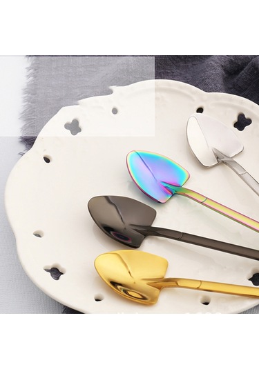 Kosona 304 Paslanmaz Çelik Dondurma Kasa Spoon, Ev/parti İçin Kreatif Çekirdekli, 12cm, El Yeme/çay Karıştırma Uygun, Titanium Rengi Diğer