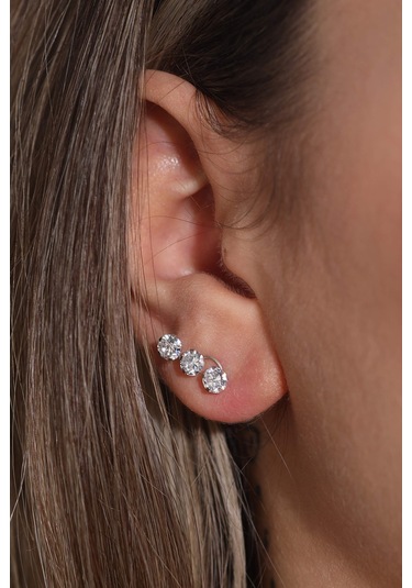 Moom Mücevherat Kadın Tek Taş Sarmaşık Küpe 14 Ayar Altın N11.15615