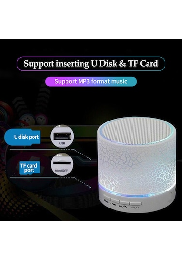 Ruicoo Renkli Işık Efektli Mini Bluetooth Hoparlör - Taşınabilir, Şarjlı, Tf Kart Destekli