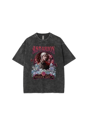 Dshztooma Baldurs Gate 3 Astarion Vintage Elf T-shirt - Erkek/kadın Rahat Yıkama Y2k Tshirtgümüş Gümüş