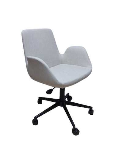 Bilgisayar Sandalyesi Büro Koltuğu Döküm Süngerli Krem Keten Kuma