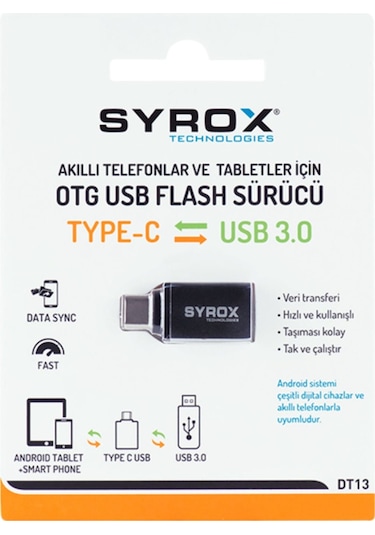Syrox DT13 Type-C Otg Usb To Type-C Çevirici Dönüştürücü