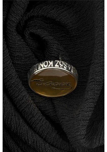 Söz Konusu Vatansa Gerisi Teferruattır Yazılı Atatürk İmzalı Gümüş Rozet -8468 Gümüş