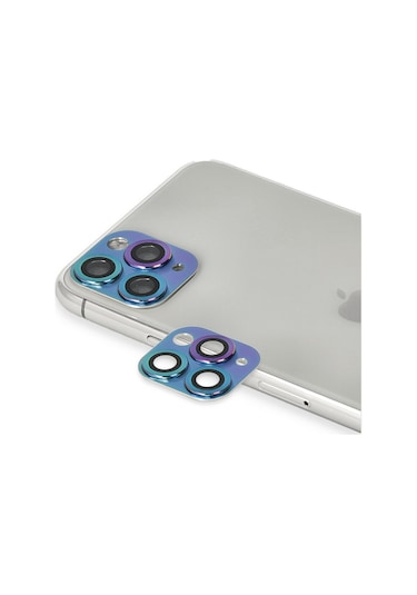 Newface Apple iPhone Uyumlu 11 Pro Max Pers Alüminyum Kamera Lens Semeglbl - 12 - Rainbow -
