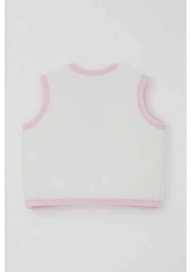 Breeze Kız Bebek Polar Yelek Düğmeli 0-9 Ay, Beyaz Beyaz