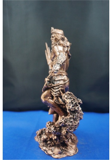 Mitolojik Tasarım Poseidon - Ev Ofis Dekoratif Hediyelik Aksesuar 26 Cm Bakır