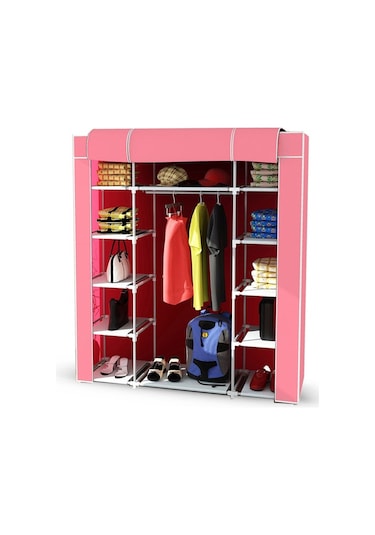 Sepettenevar Çift Yandan Raflı Askılı Kaliteli Bez Dolap - Rengarenk