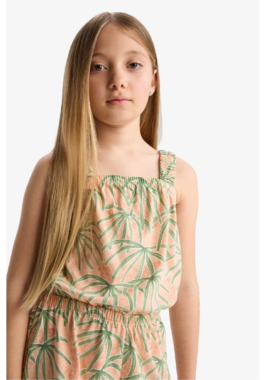 Defacto Kız Çocuk Desenli Askılı Tulum B4814a825hsog189 Turuncu