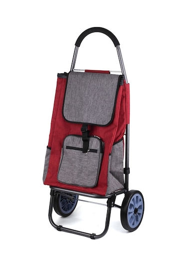 Ses Yapmaz Bilyeli Tekerlekli Su Geçirmez Fermuarlı Çantalı Pazar Arabası Karışık Renk