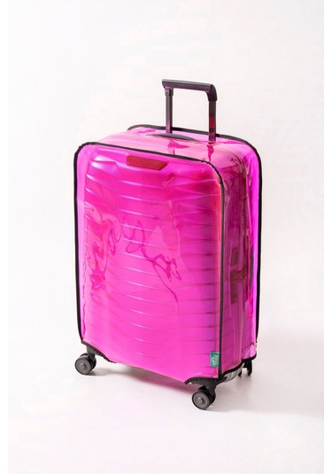 Trink Çanta Şeffaf Valiz Ve Bavul Kılıfı Neon Renk Pvc Neon Pembe