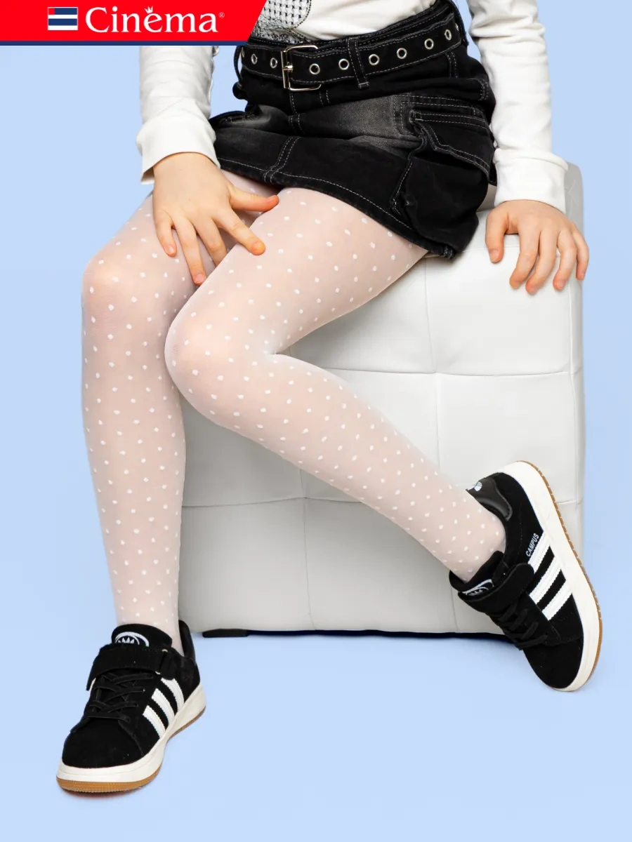 Cinema Çocuklar İçin 40 Denye Desenli Naylon Külotlu Çorap 424907799 Beyaz