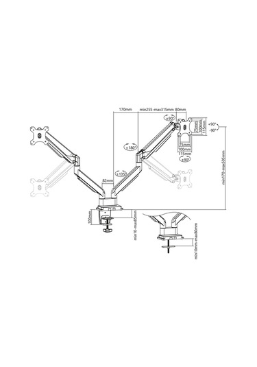 Digitus DA-90395 17"-32" 2 Destekli Amasitörlü Masa Monitör Askı Aparatı