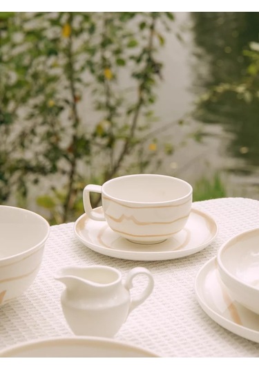 Sl Home Çay Ve Kahve İçin Porselen Hediye Kupa, 270 Ml Tabak İle 248471308 Beyaz